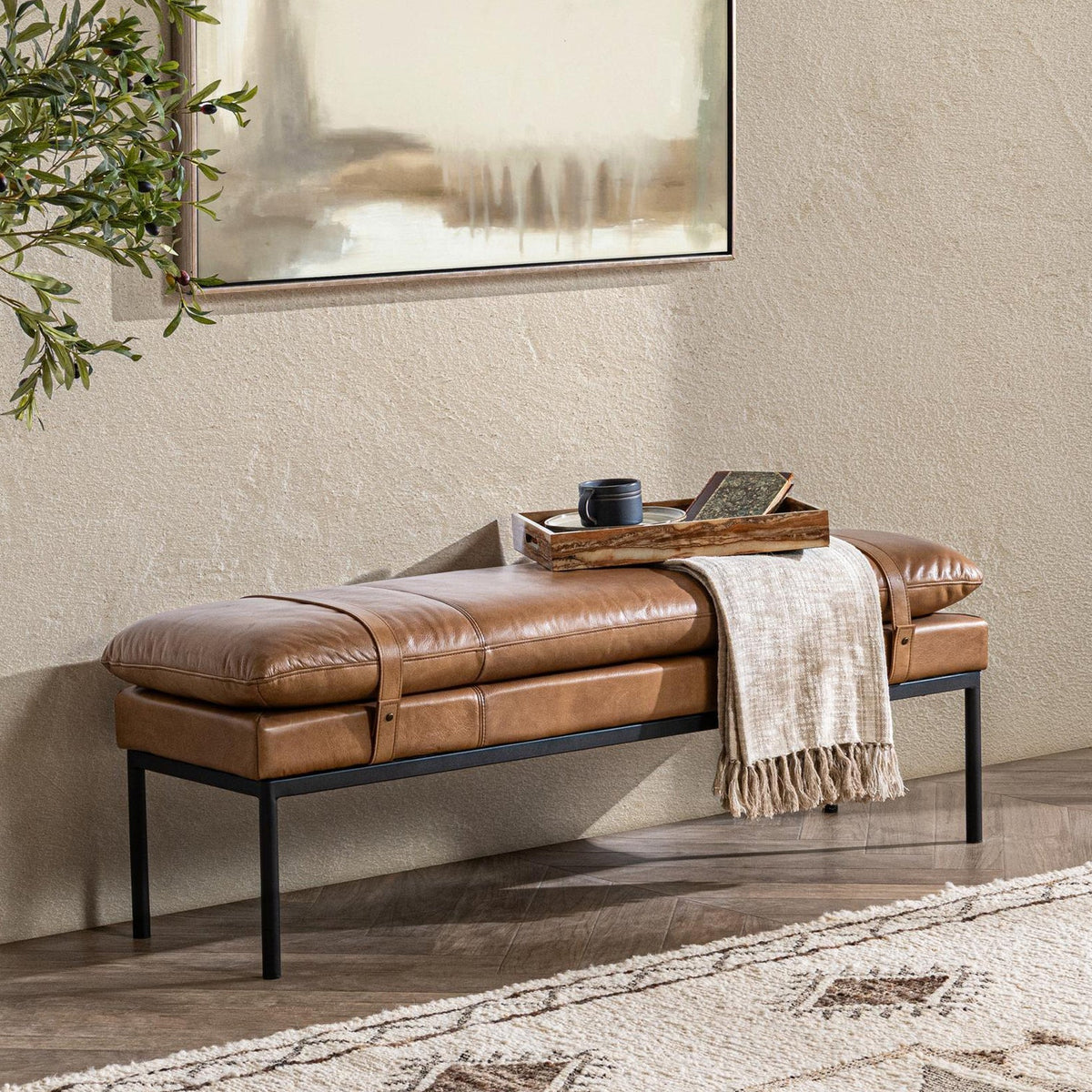 Leather Accent Benches
